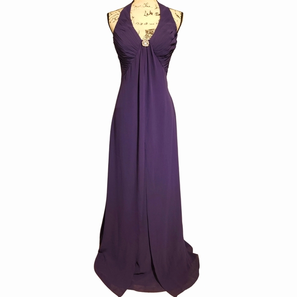 Pretty Maids Purple Halter Gown - Picture 2 of 8